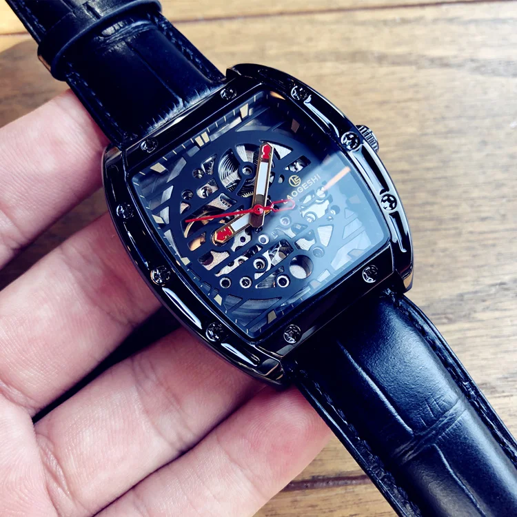 Black Technology Watch Men's Wine Barrel Square Hollow Automatic Mechanical Watch Waterproof Trendy Men's Watch Creative
Black Technology Watch Men's Wine Barrel Square Hollow Automatic Mechanical Watch Waterproof Trendy Men's Watch Creative