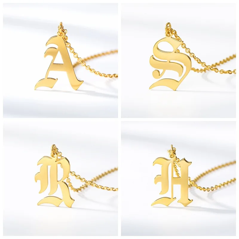 TULX Vintage Capital Initial Letter Necklace For Women Stainless Steel Pendant Chain Choker Necklace Old English Font Jewelry
TULX Vintage Capital Initial Letter Necklace For Women Stainless Steel Pendant Chain Choker Necklace Old English Font Jewelry