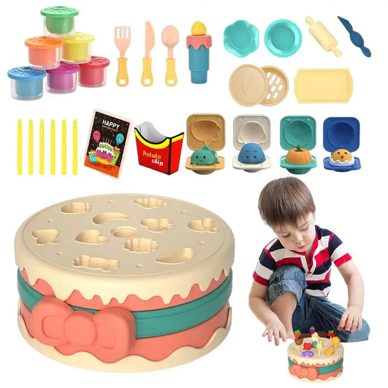

Детская машинка для имитации торта, Набор детских игрушек для ролевых игр на кухне, обучающие игрушки для девочек и мальчиков, пластилин, иг...