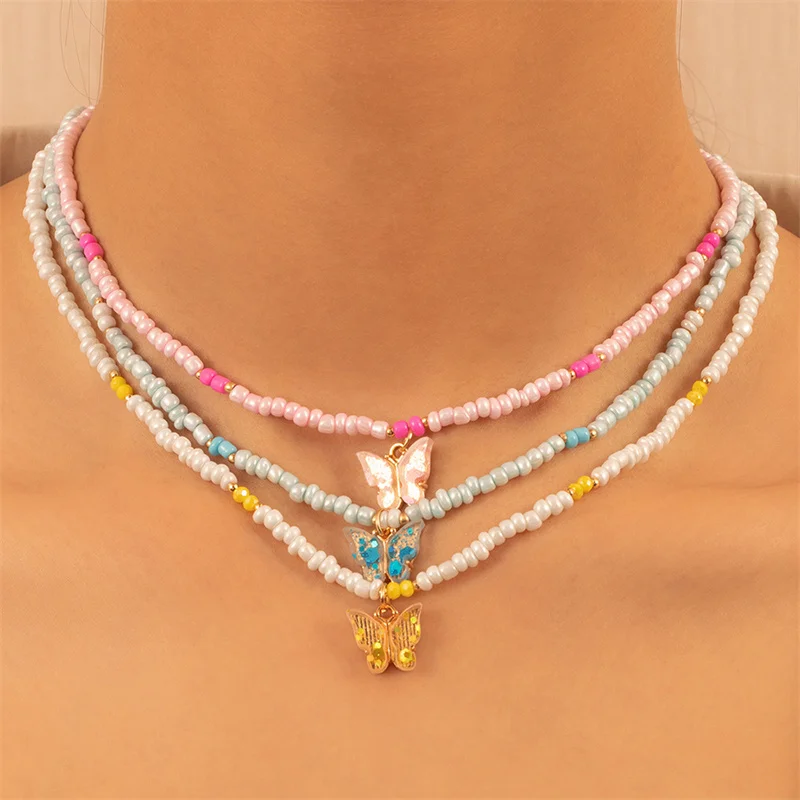 Colorful Cute Flower Beadeds Necklace For Women Vintage Style Pearl Butterfly Necklace Bohemia Choker Beach Jewelry Accessories
Colorful Cute Flower Beadeds Necklace For Women Vintage Style Pearl Butterfly Necklace Bohemia Choker Beach Jewelry Accessories