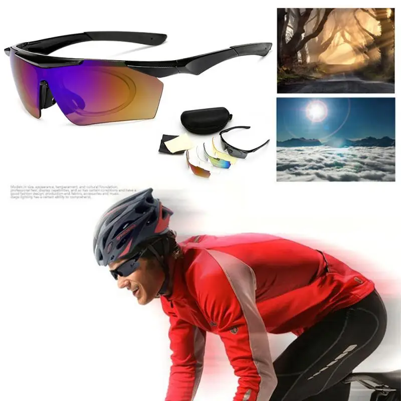 

2023NEW Профессиональные поляризованные велосипедные очки, велосипедные очки, уличные спортивные солнцезащитные очки UV 400 с 5 линзами, 5 цветов