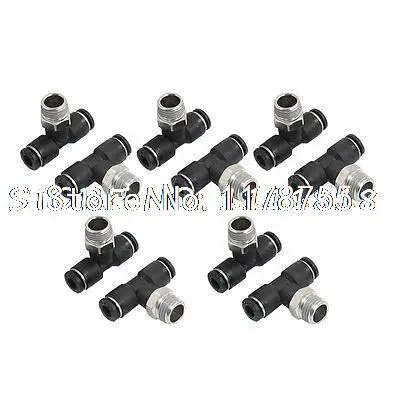 10 x Pneumatic 6mm to 1/4" PT Male Thread T Joint One Touch Quick Fittings
10 x Pneumatic 6mm to 1/4" PT Male Thread T Joint One Touch Quick Fittings