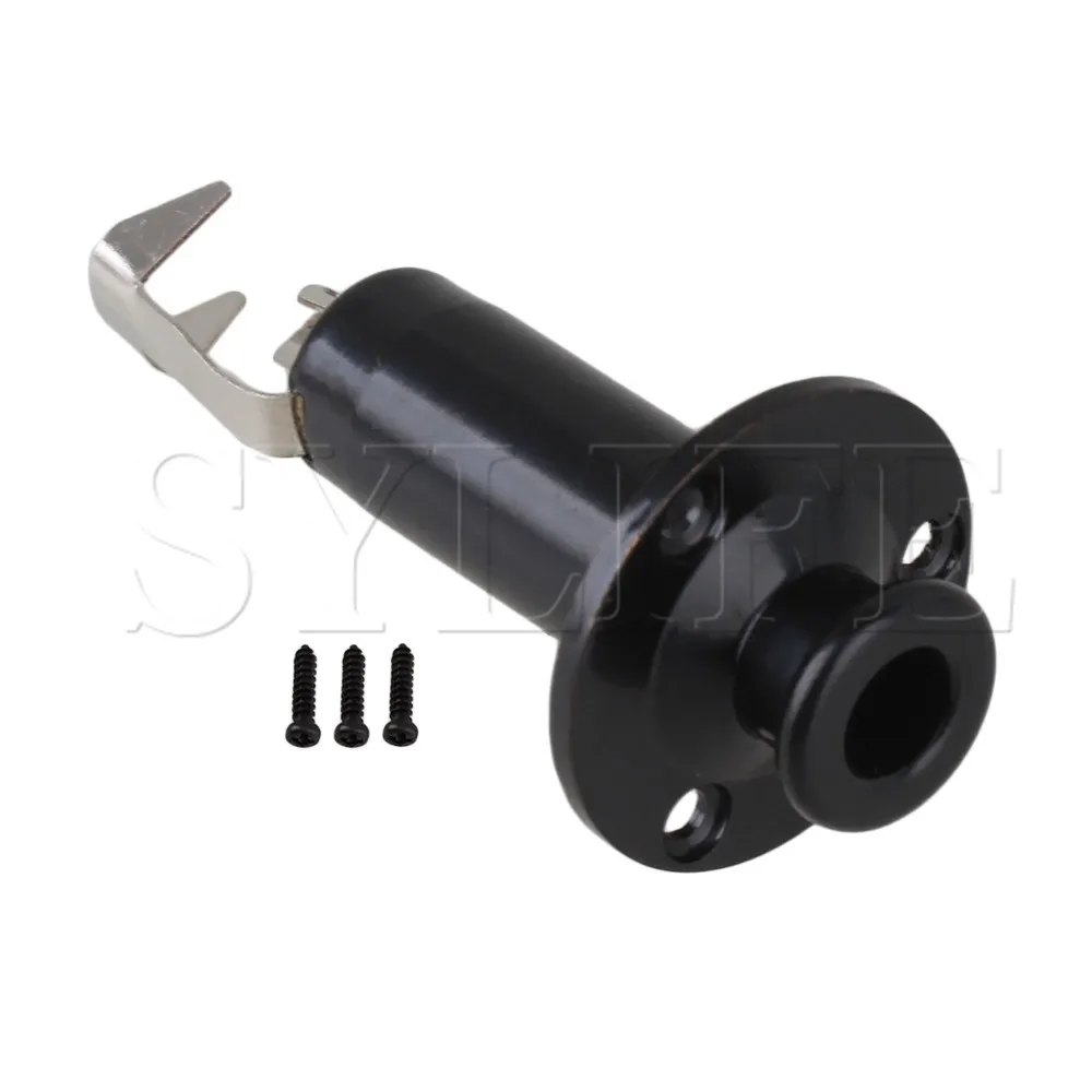 BLACK Guitar Bass End Pin Output Jack Mono or Stereo w/ Mounting Screws | Parts & Accessories