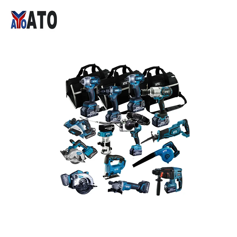 ATO Power Tools N in one Factory Price Lithium ion Battery 3.0Ah 4.0Ah 5.0Ah 21V m18 18v cordless 15-piece combo kit
ATO Power Tools N in one Factory Price Lithium ion Battery 3.0Ah 4.0Ah 5.0Ah 21V m18 18v cordless 15-piece combo kit