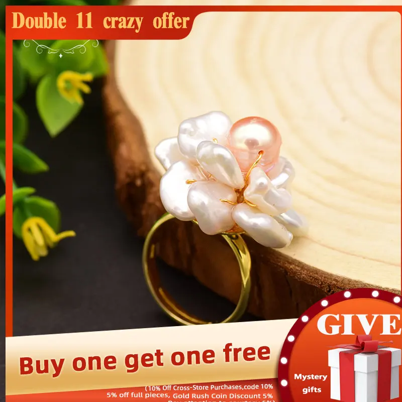 GLSEEVO Natural Fresh Water Baroque Pink Pearl Ring For Women Wedding Adjustable Open Ring 925 Sterling Silver Jewelry GR0237
GLSEEVO Natural Fresh Water Baroque Pink Pearl Ring For Women Wedding Adjustable Open Ring 925 Sterling Silver Jewelry GR0237