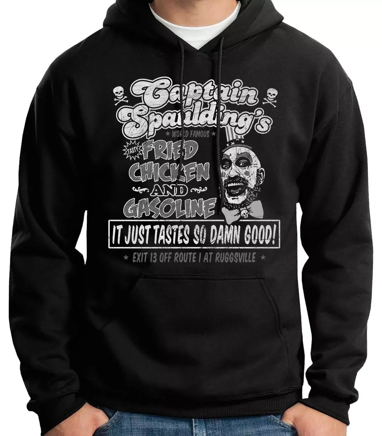 NEW IN Sweatshirt With Hoodie Captain Spaulding's Fried Chicken And Gasoline
NEW IN Sweatshirt With Hoodie Captain Spaulding's Fried Chicken And Gasoline