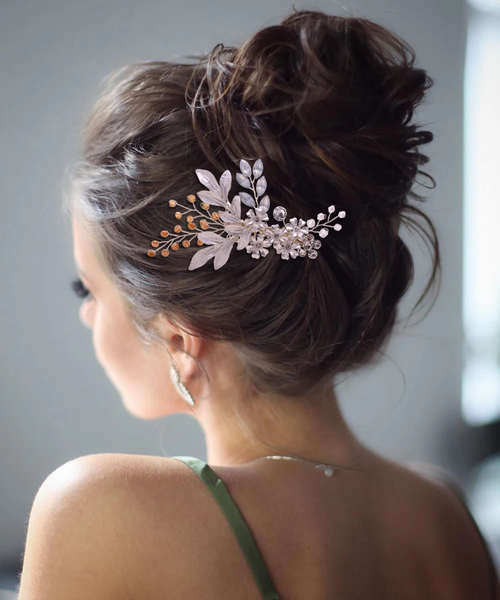 Bridal Headpiece Gold Silver Alloyed Flower Hair Comb Milk Rhinestones For Hair Colorful Crystal Decoration For Wedding Hair
Bridal Headpiece Gold Silver Alloyed Flower Hair Comb Milk Rhinestones For Hair Colorful Crystal Decoration For Wedding Hair