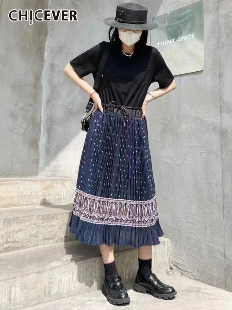 CHICEVER Patchwork Colorblock Dress For Female O Neck Short Sleeve Lace Up Loose Waist Midi Dresses Women 2022 Summer Clothing
CHICEVER Patchwork Colorblock Dress For Female O Neck Short Sleeve Lace Up Loose Waist Midi Dresses Women 2022 Summer Clothing