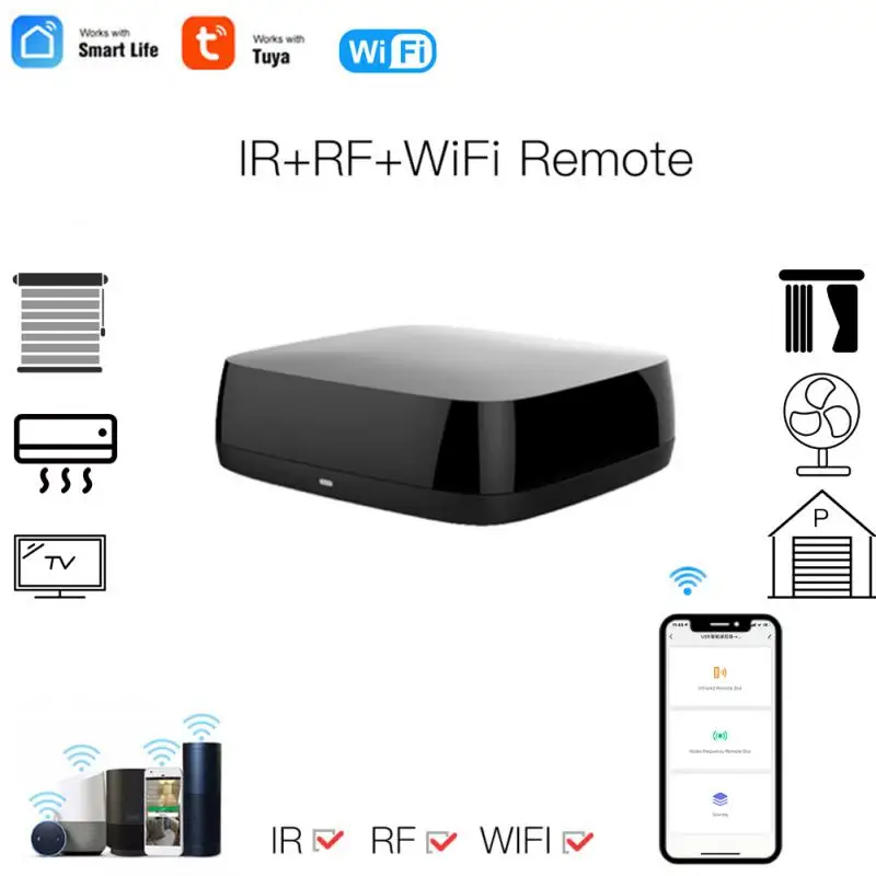 Wi-Fi радиочастотный ИК-контроллер для умного дома универсальные беспроводные радиочастотные приборы Сделай Сам копия Голосовое управление умный пульт дистанционного управления Tuya 
Wi-Fi радиочастотный ИК-контроллер для умного дома универсальные беспроводные радиочастотные приборы Сделай Сам копия Голосовое управление умный пульт дистанционного управления Tuya