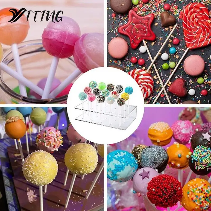 

15 Holes Acrylic Lollipop Display Stand Acrylic Rectangle Shape Durable Display Holder Wedding Party Candy Dessert Stick Holder