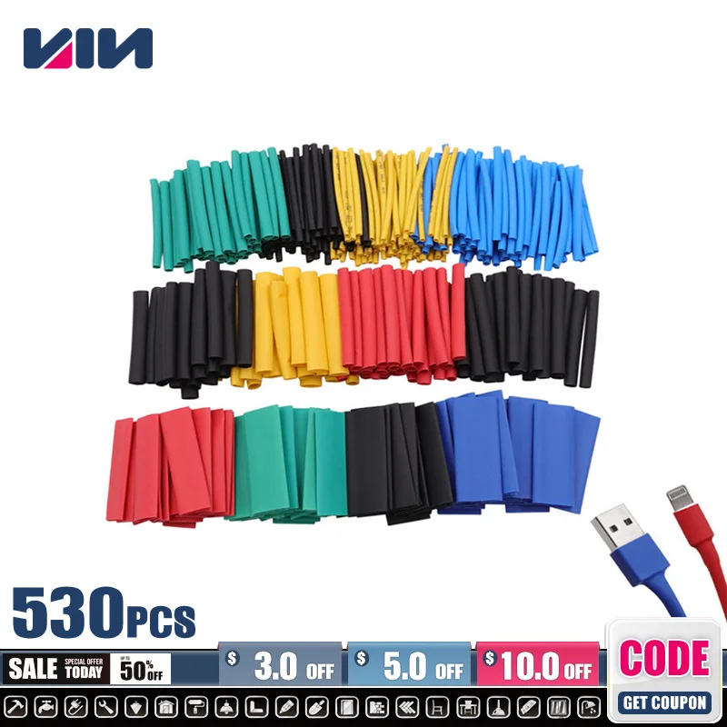 530Pcs Heat Shrink Sleeving Tube Set Shrinkage Kit Electrical Connection Wire Wrap Cable Sleeve Waterproof Polyolefin Tubes
530Pcs Heat Shrink Sleeving Tube Set Shrinkage Kit Electrical Connection Wire Wrap Cable Sleeve Waterproof Polyolefin Tubes