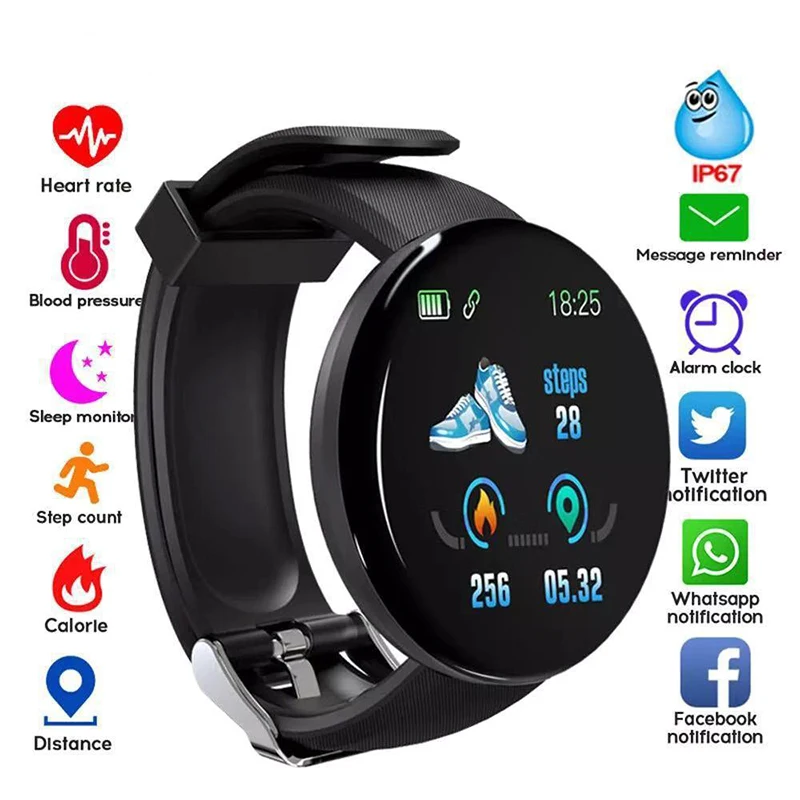 D18 Color Screen Smart Bracelet Sleep Monitoring Heart Rate Blood Pressure Sports Bracelet Pedometer Waterproof Smart Watch
D18 Color Screen Smart Bracelet Sleep Monitoring Heart Rate Blood Pressure Sports Bracelet Pedometer Waterproof Smart Watch