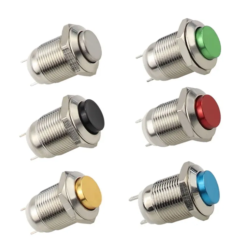 

12mm Waterproof Momentary High Round Metal Push Button Switch Car Start Horn Speaker Bell Automatic Reset Metal Switch