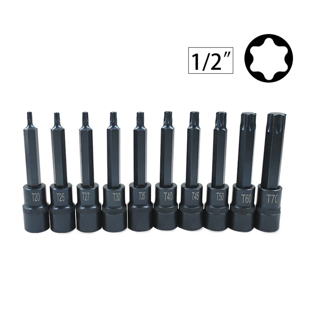 1PCS Torx Bit 1/2" Drive Socket Adaptor Wrench Hex Socket Wrench 100mm T20-T70 Electric Impact Wrench Screwdriver Bits
1PCS Torx Bit 1/2" Drive Socket Adaptor Wrench Hex Socket Wrench 100mm T20-T70 Electric Impact Wrench Screwdriver Bits