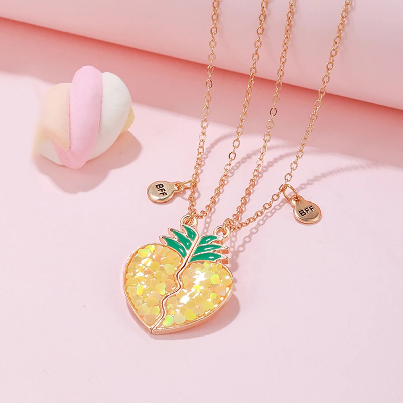 2Pcs/set Pineapple Heart Shaped Pendant BFF Friendship Magnetic Necklace for 2 Girls Best Friend Jewelry Gift
2Pcs/set Pineapple Heart Shaped Pendant BFF Friendship Magnetic Necklace for 2 Girls Best Friend Jewelry Gift