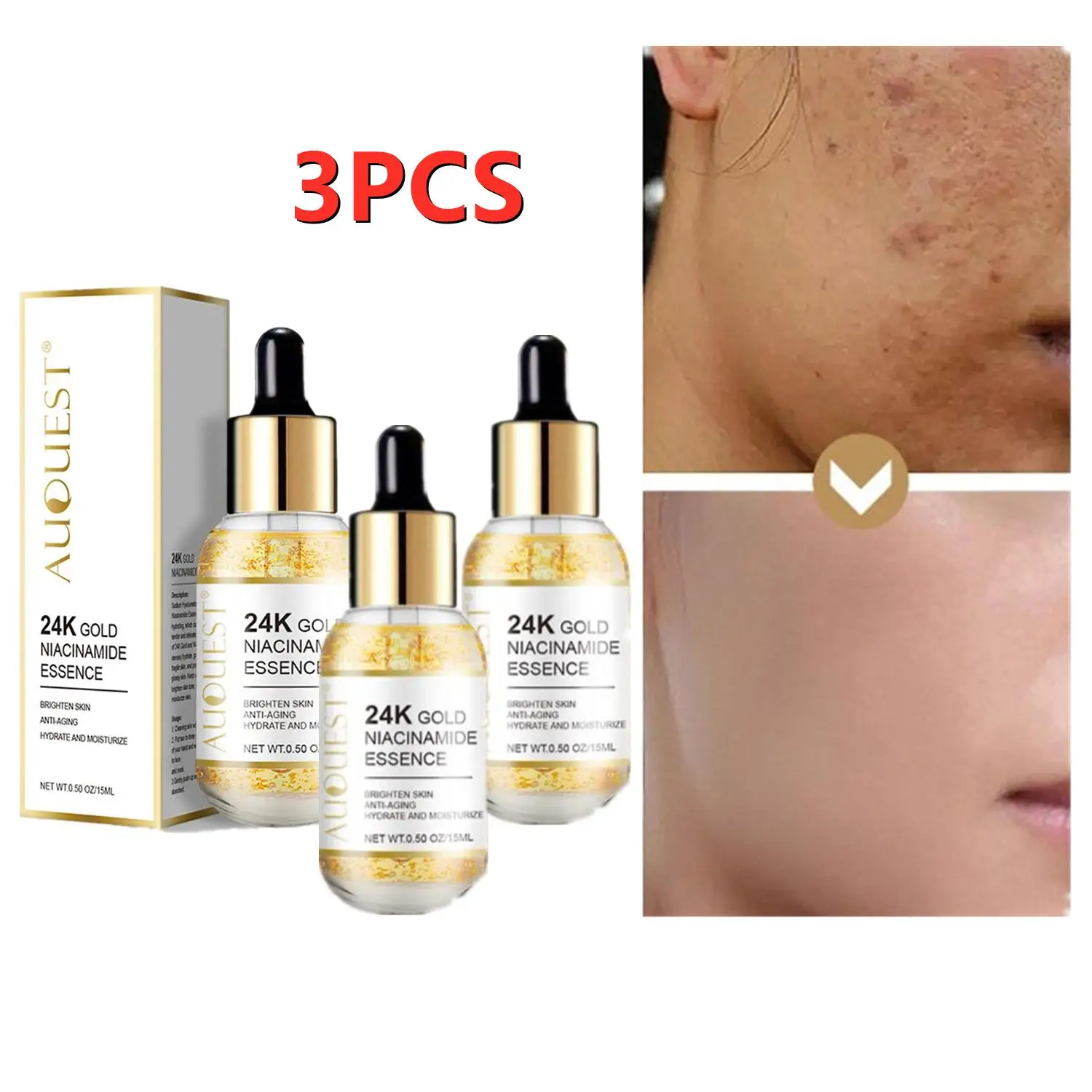 3PCS Niacinamide Serum Hyaluronic Acid for Face Dark Spot Remover 24K Gold Serum Whitening Moisturizing Facial Skin Care
3PCS Niacinamide Serum Hyaluronic Acid for Face Dark Spot Remover 24K Gold Serum Whitening Moisturizing Facial Skin Care