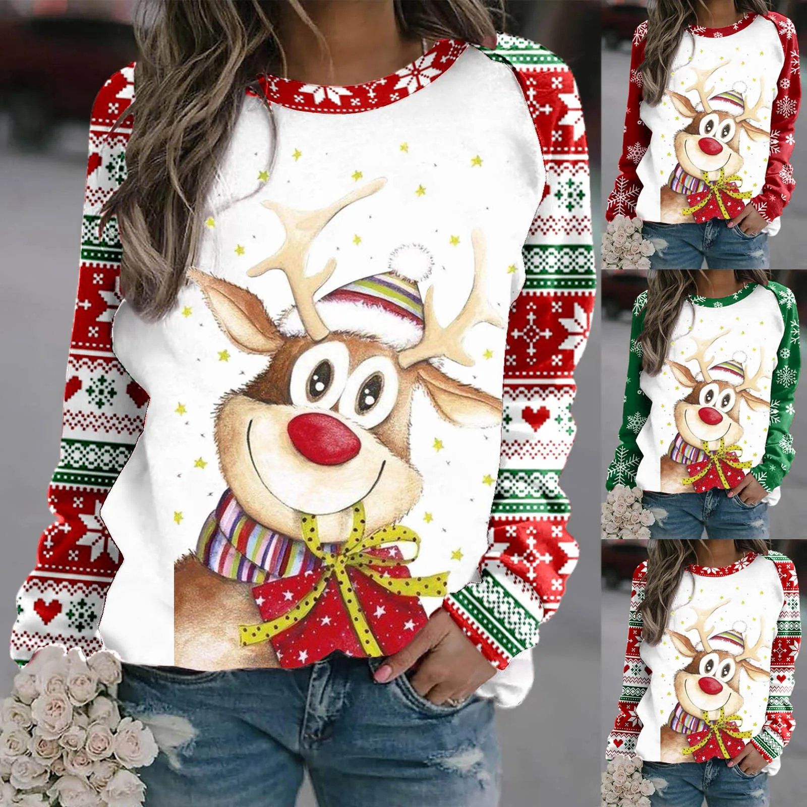 Ladies Sweat Athletic Wear Women Women Casual Crew Neck Colorblock Raglan Sleeves Christmas Casual Hoodie Sweater Workout Women
Ladies Sweat Athletic Wear Women Women Casual Crew Neck Colorblock Raglan Sleeves Christmas Casual Hoodie Sweater Workout Women