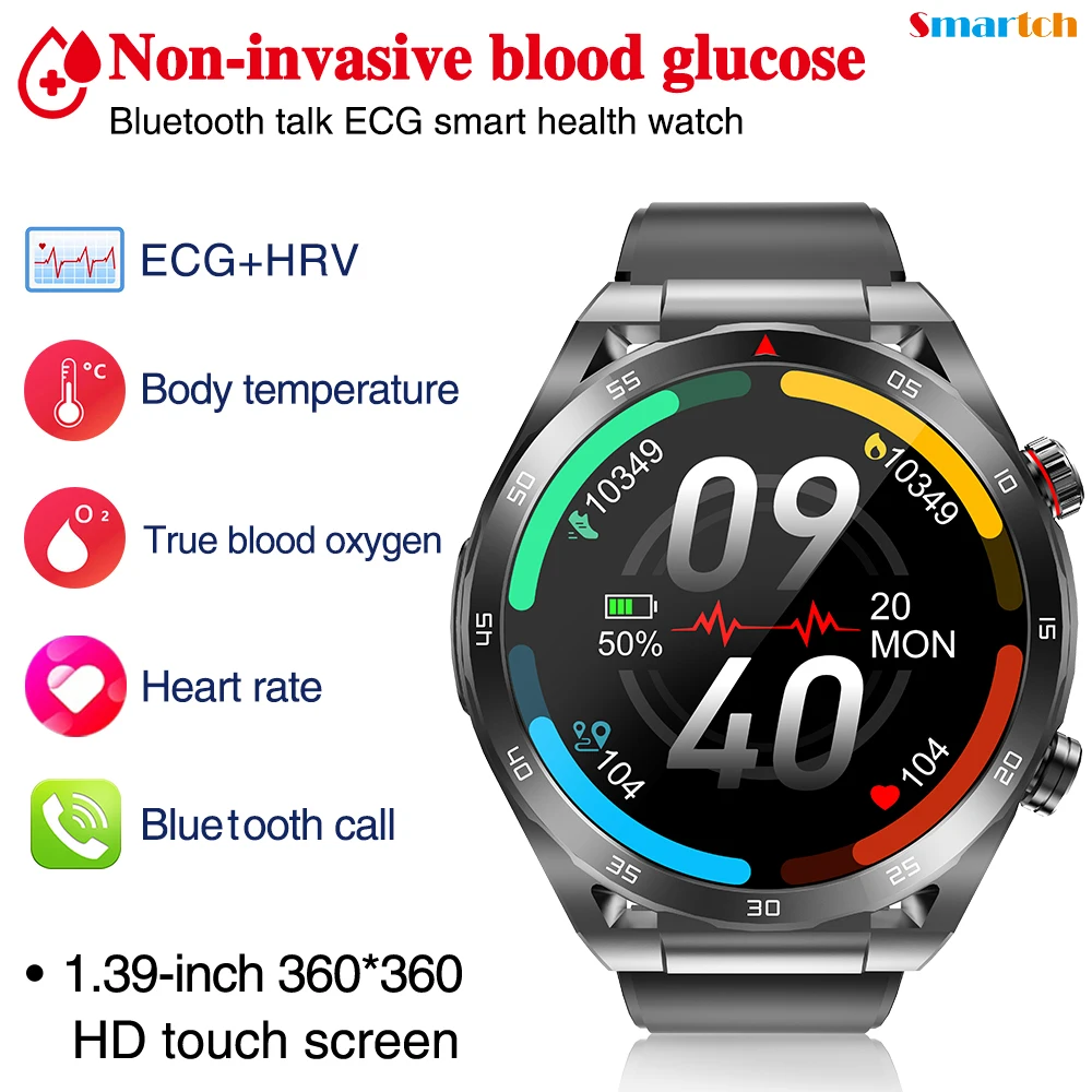 

New Men Women 1.39" ECG Health Smart Watch Blue Tooth Call HRV Blood Sugar Bracelet Body Temperature Sport Oldster Smartwatch