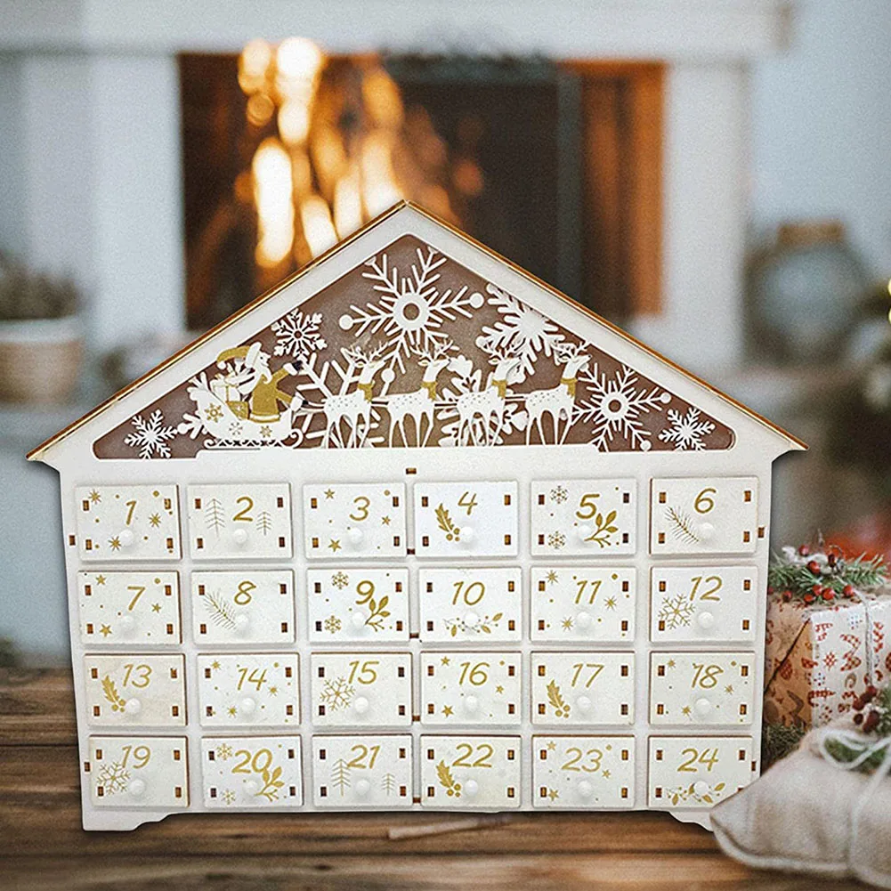 

Christmas 24 Day Countdown Calendar House Shape Calendar Box Ornament Unique Personalized Calendar Artwares for Welcome Festival