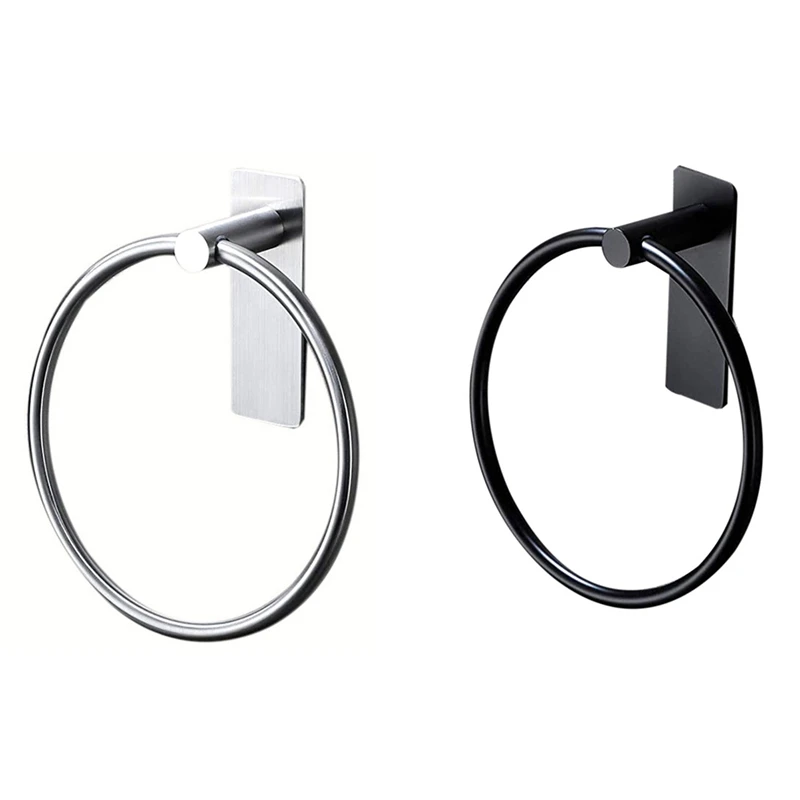 2 Pcs Towel Ring/Hand Towel Holder - Self Adhesive Round Towel Rack Hand Towel Bar For Bathroom, Silver & Black
2 Pcs Towel Ring/Hand Towel Holder - Self Adhesive Round Towel Rack Hand Towel Bar For Bathroom, Silver & Black