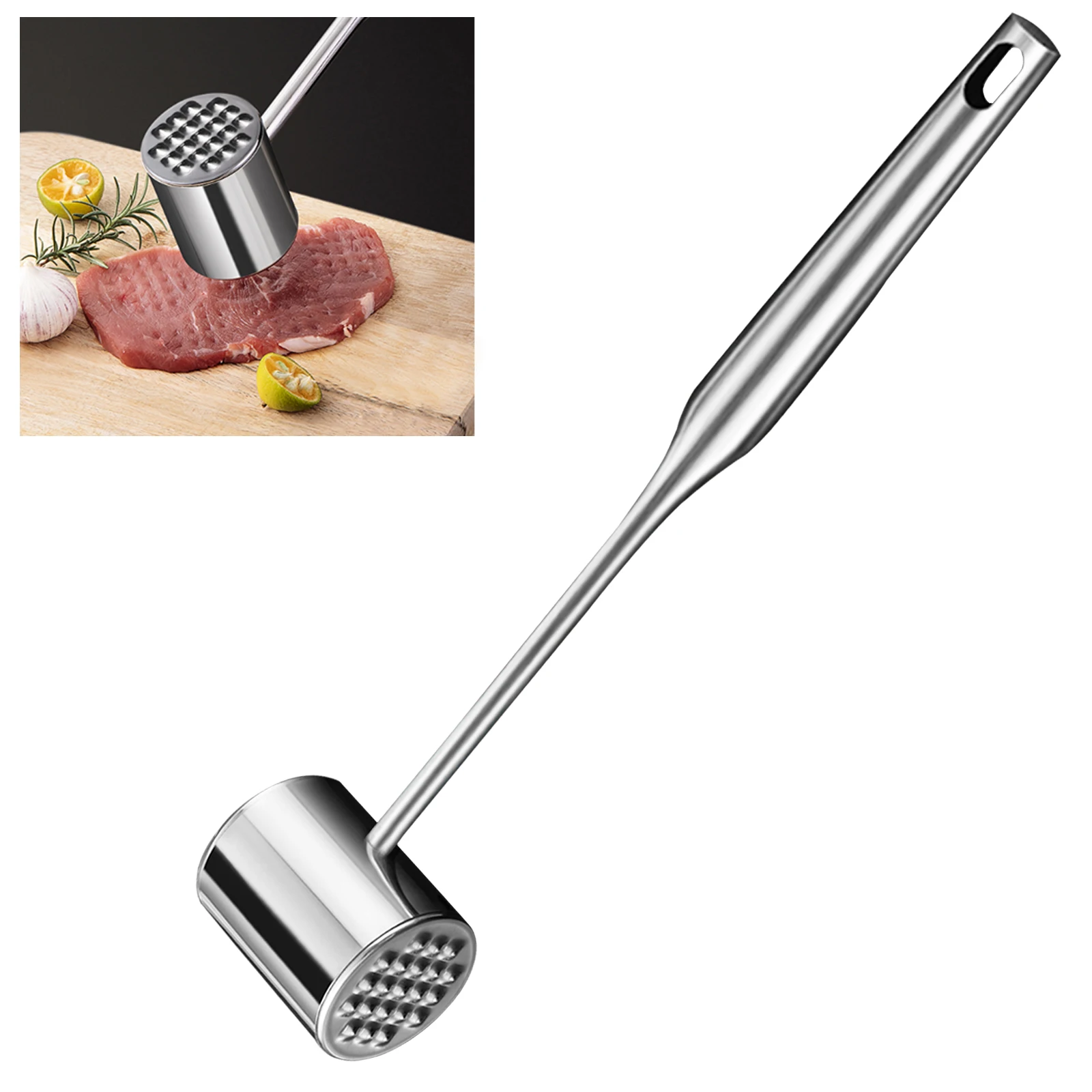 Meat Tenderizer, Meat Hammer, Dual-Sided Kitchen Meat Mallet with Comfort Grip Handle, 304 Stainless Steel Meat Pounder
Meat Tenderizer, Meat Hammer, Dual-Sided Kitchen Meat Mallet with Comfort Grip Handle, 304 Stainless Steel Meat Pounder