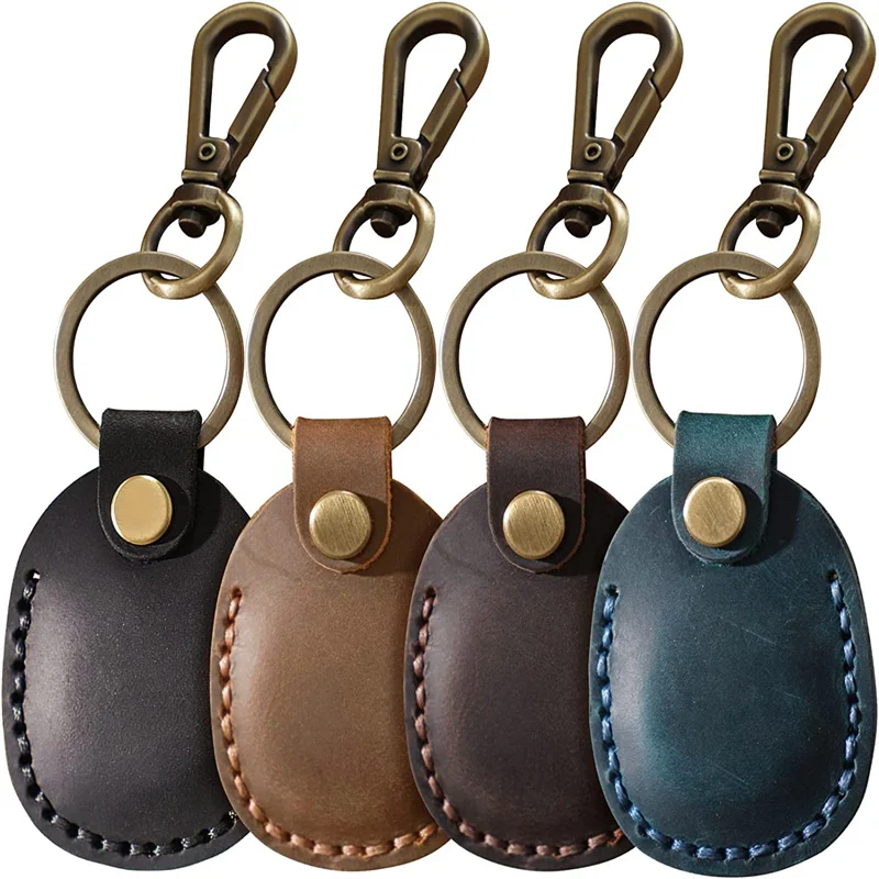 

New Luxury Lightweight For Airtag Handmade Leather Protective Case For Apple Holder Finder GPS Anti-Scratch Device With Keychain