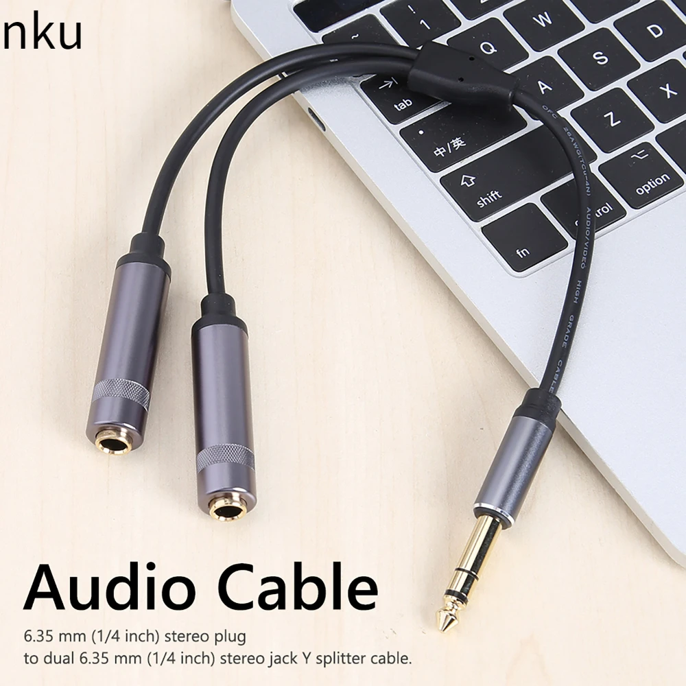 Nku 1/4'' 6.35mm TRS Stereo Male To Dual 6.35mm 1/4'' TRS Stereo Female Audio Sharing Cable 6.5 To 6.5 Splitter Extension Cord 
Nku 1/4'' 6.35mm TRS Stereo Male To Dual 6.35mm 1/4'' TRS Stereo Female Audio Sharing Cable 6.5 To 6.5 Splitter Extension Cord