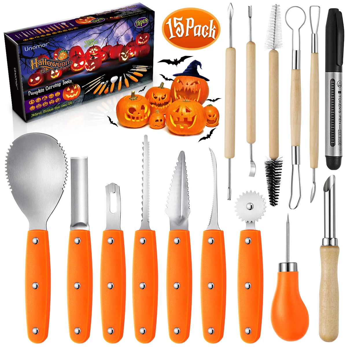 UNOMOR 14PCS Full Pack Safe Pumpkin Carving Jack O' Lantern Making Tools for Craft Class Home 
UNOMOR 14PCS Full Pack Safe Pumpkin Carving Jack O' Lantern Making Tools for Craft Class Home