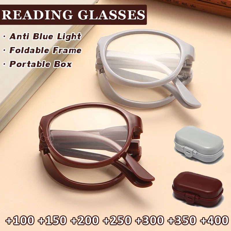 

Складные очки для чтения для женщин и мужчин, очки для дальнозоркости с защитой от сисветильник, очки для близорукости с портативным чехлом ...