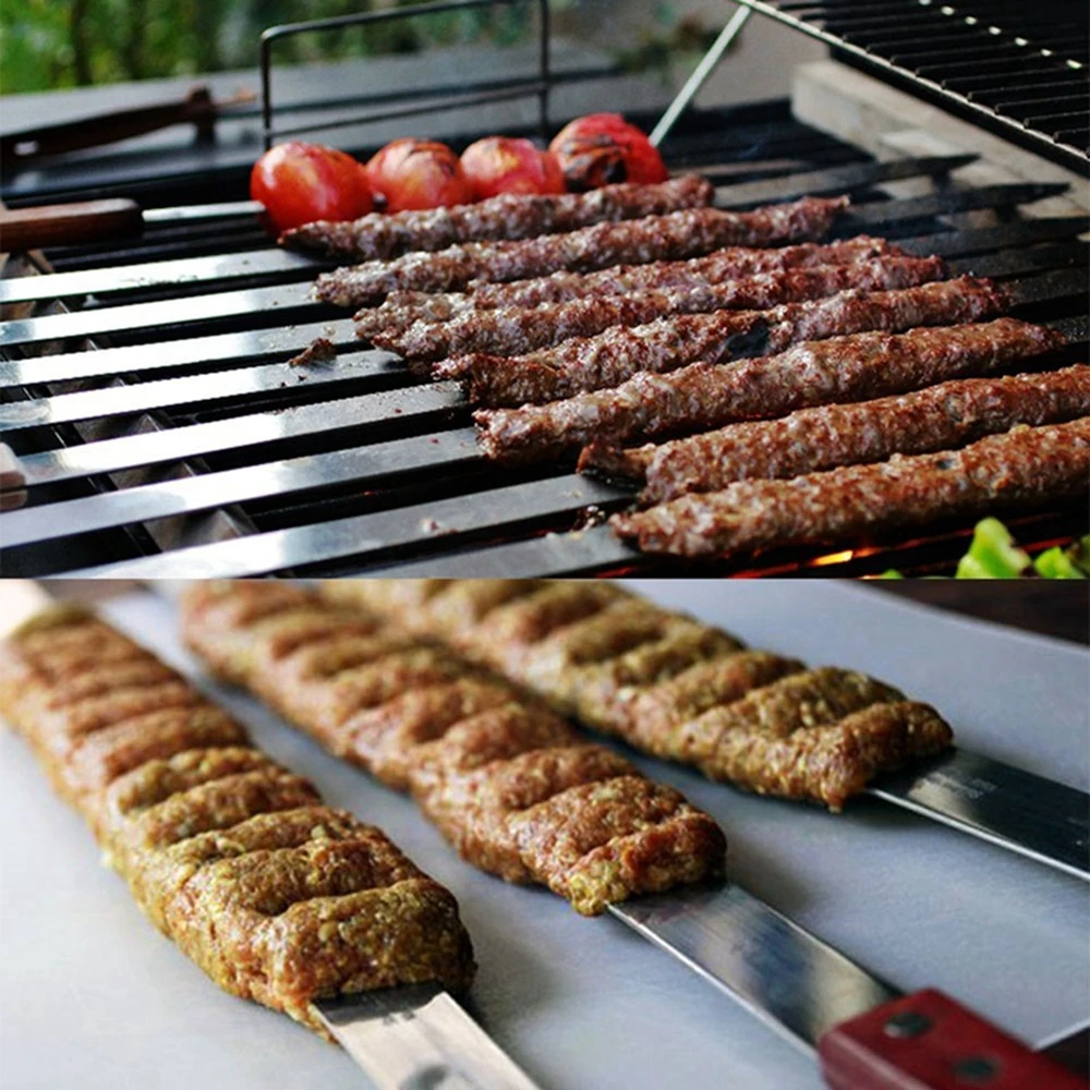 Stainless Steel Wide BBQ Skewers Long Wood Handle Barbecue Fork Stick Shish Kebab Grill Skewer Camping Panic Tool Brazilian Styl
Stainless Steel Wide BBQ Skewers Long Wood Handle Barbecue Fork Stick Shish Kebab Grill Skewer Camping Panic Tool Brazilian Styl
