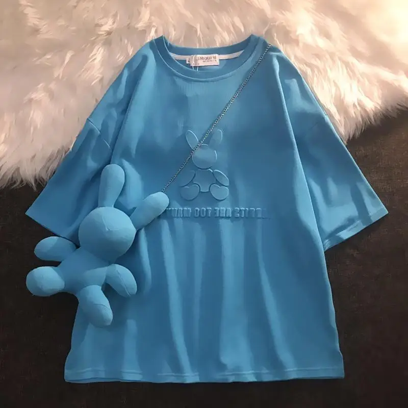 New Summer Leucorrhea Chain Diagonal Doll Rabbit Harajuku Solid 3D Letters Printed Bump Printing Short-Sleeved T-Shirt Female
New Summer Leucorrhea Chain Diagonal Doll Rabbit Harajuku Solid 3D Letters Printed Bump Printing Short-Sleeved T-Shirt Female