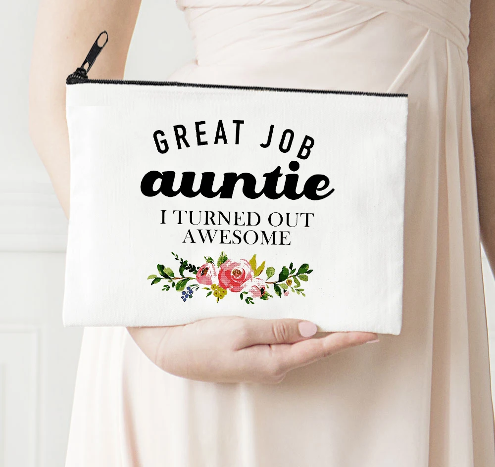 Personalized Auntie Pouch Bride Makeup Bags Canvas Storage Bag New Cosmetic Bags Proposal Gift Day of Wedding Cute 
Personalized Auntie Pouch Bride Makeup Bags Canvas Storage Bag New Cosmetic Bags Proposal Gift Day of Wedding Cute