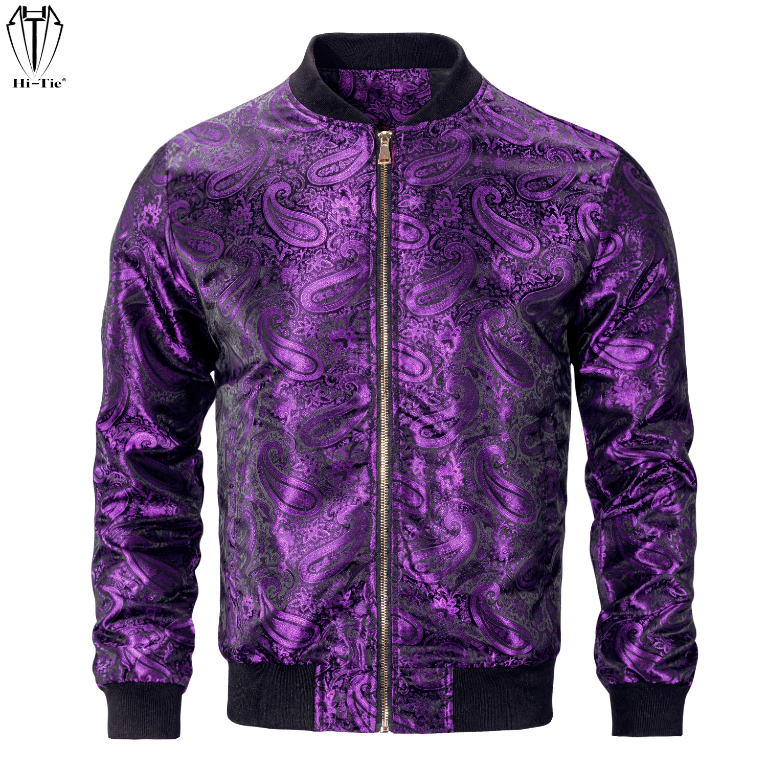 Hi-Tie Purple Mens Jacket Jacquard Paisley Floral Motorcycle Zipper Coat Sport Streetwear Spring Fall Baseball Uniform Outdoor 
Hi-Tie Purple Mens Jacket Jacquard Paisley Floral Motorcycle Zipper Coat Sport Streetwear Spring Fall Baseball Uniform Outdoor