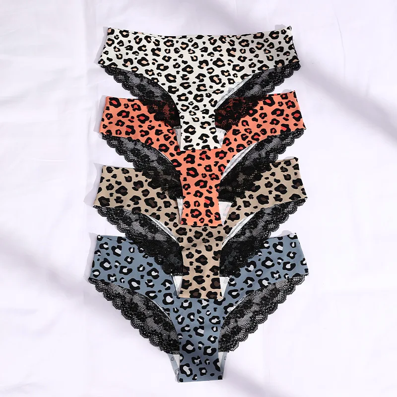 

Ms interest perspective lace leopard briefs big yards non-trace ice silk cotton crotch pants Color note