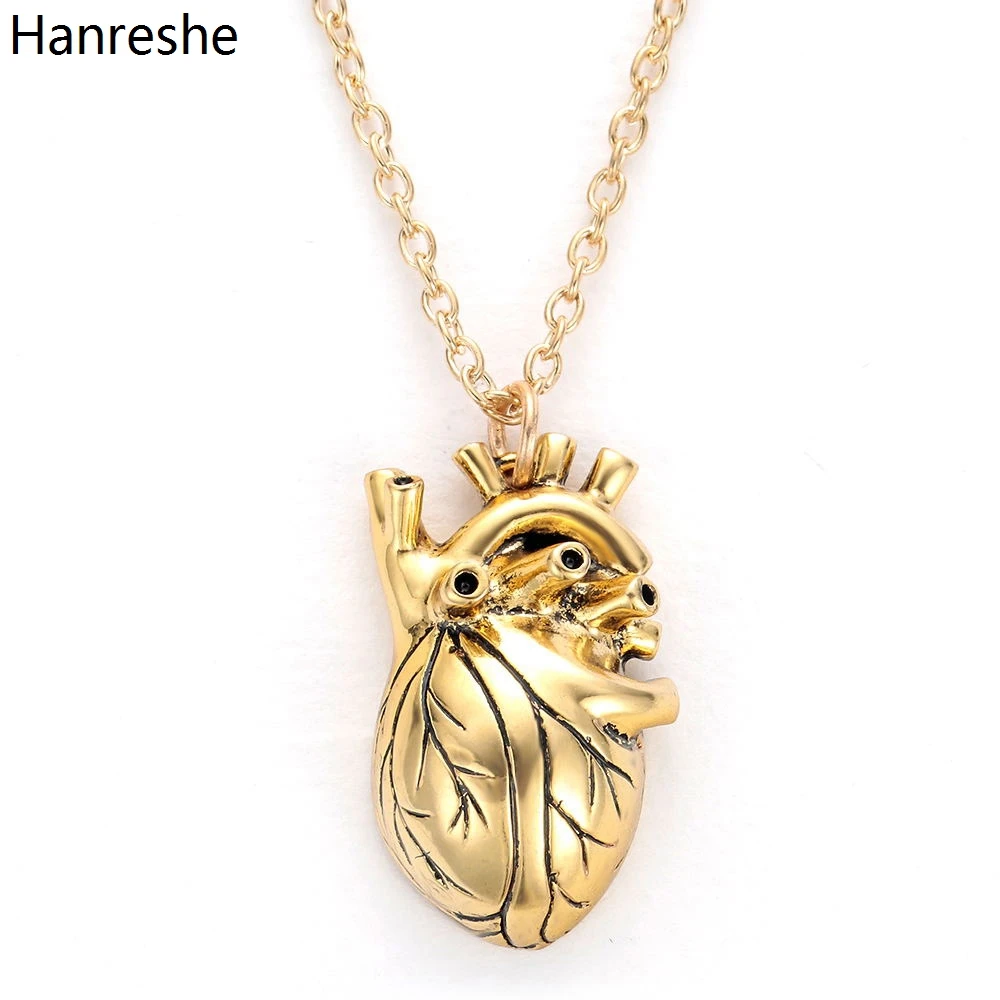 

Hanreshe Gold Silver Plated Heart Pendant Necklace Medical Anatomy Medicine Jewelry Accessories Gifts for Doctors Nurses