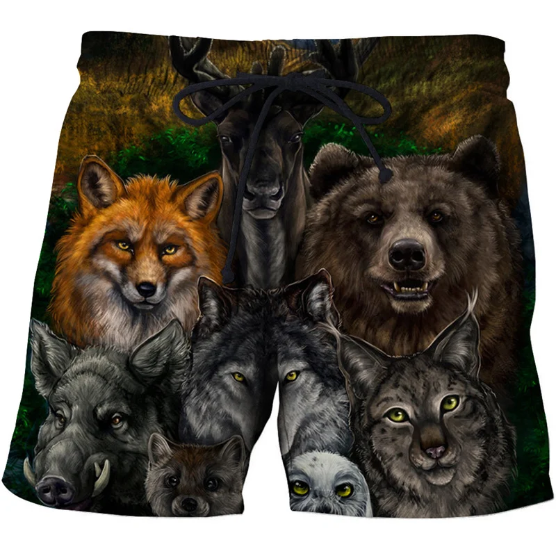 

Summer Fierce Lion Short Pants Men Women 3D Printed Fashion Swim Trunks Beach Shorts Skateboard Sport Casual Loose Shorts