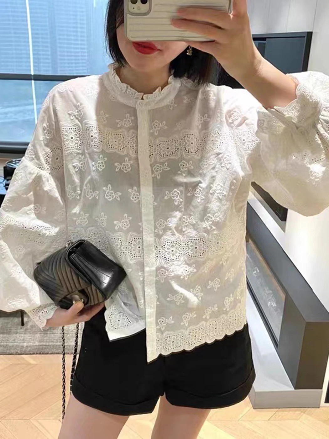 Jastie French Lace Elegant Cardigan Shirt Women Summer Embroidery Stand Collar Lantern Sleeve Casual Shirts Boho Holiday Blouses
Jastie French Lace Elegant Cardigan Shirt Women Summer Embroidery Stand Collar Lantern Sleeve Casual Shirts Boho Holiday Blouses