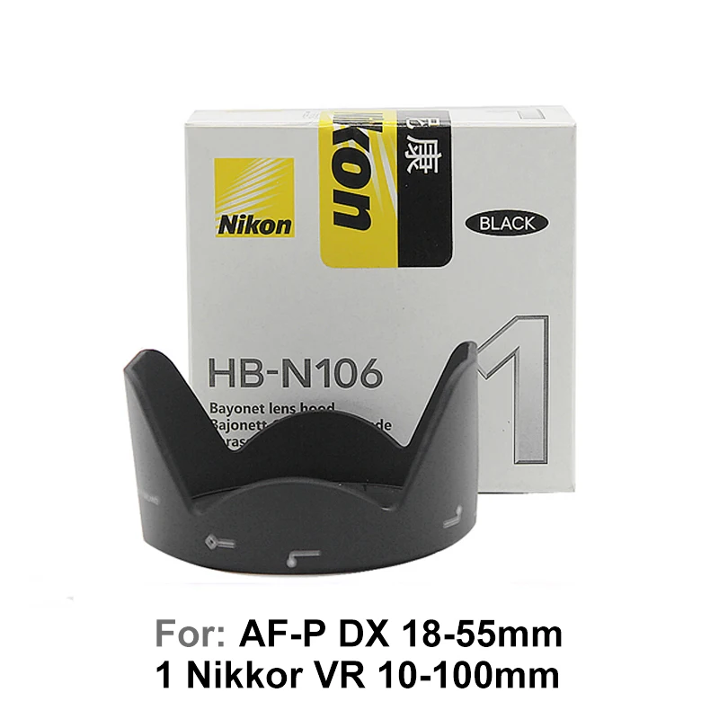 

Original Lens Hood Nikon HB-N106 HBN106 for AF-P 18-55mm F/3.5-5.6G and 1 VR 10-100mm F/4-5.6 55mm Camera Accessories