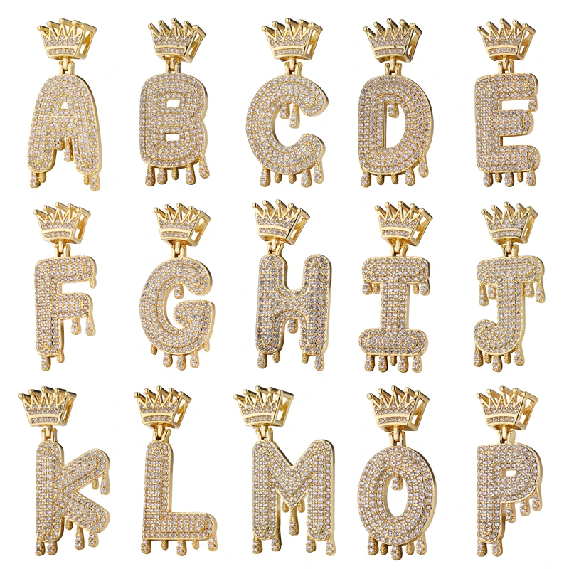 

Juya 39*15mm 18K Real Gold Plated Micro Pave Zircon Alphabet Initial Letter Charms For DIY Women Men Luxury Punk Jewelry Making