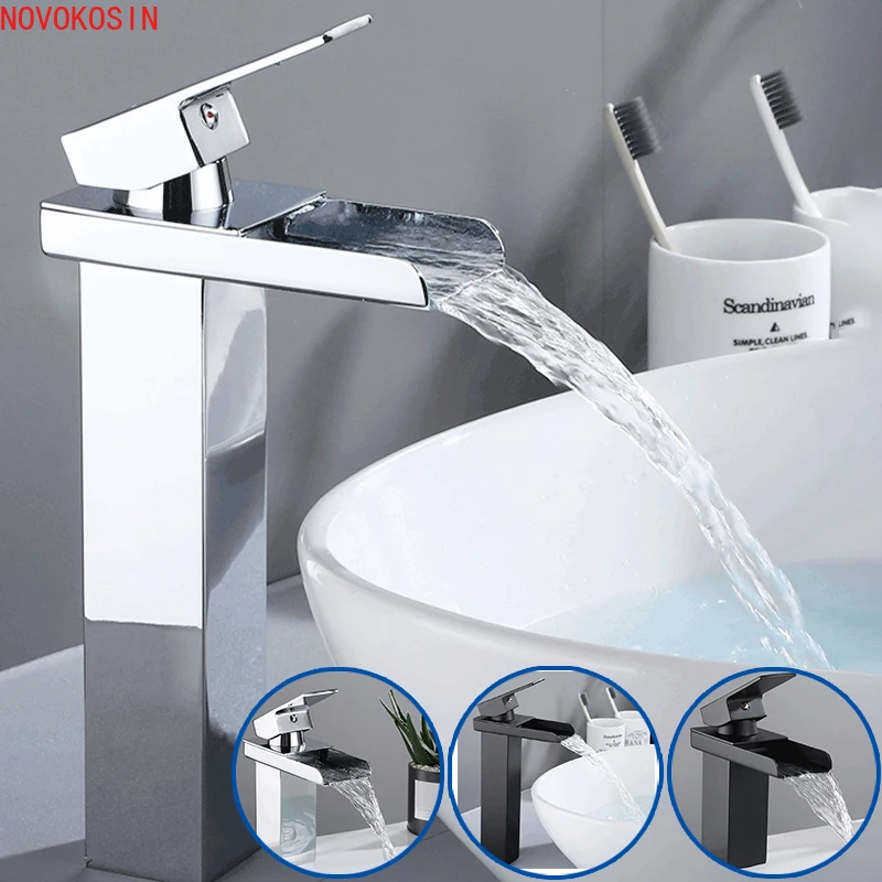 Bathroom Faucet Waterfall Basin Faucet Black/Chrome Single Hole Cold&Hot Water Tap Lavatory Sink Deck Mount Faucets 
Bathroom Faucet Waterfall Basin Faucet Black/Chrome Single Hole Cold&Hot Water Tap Lavatory Sink Deck Mount Faucets
