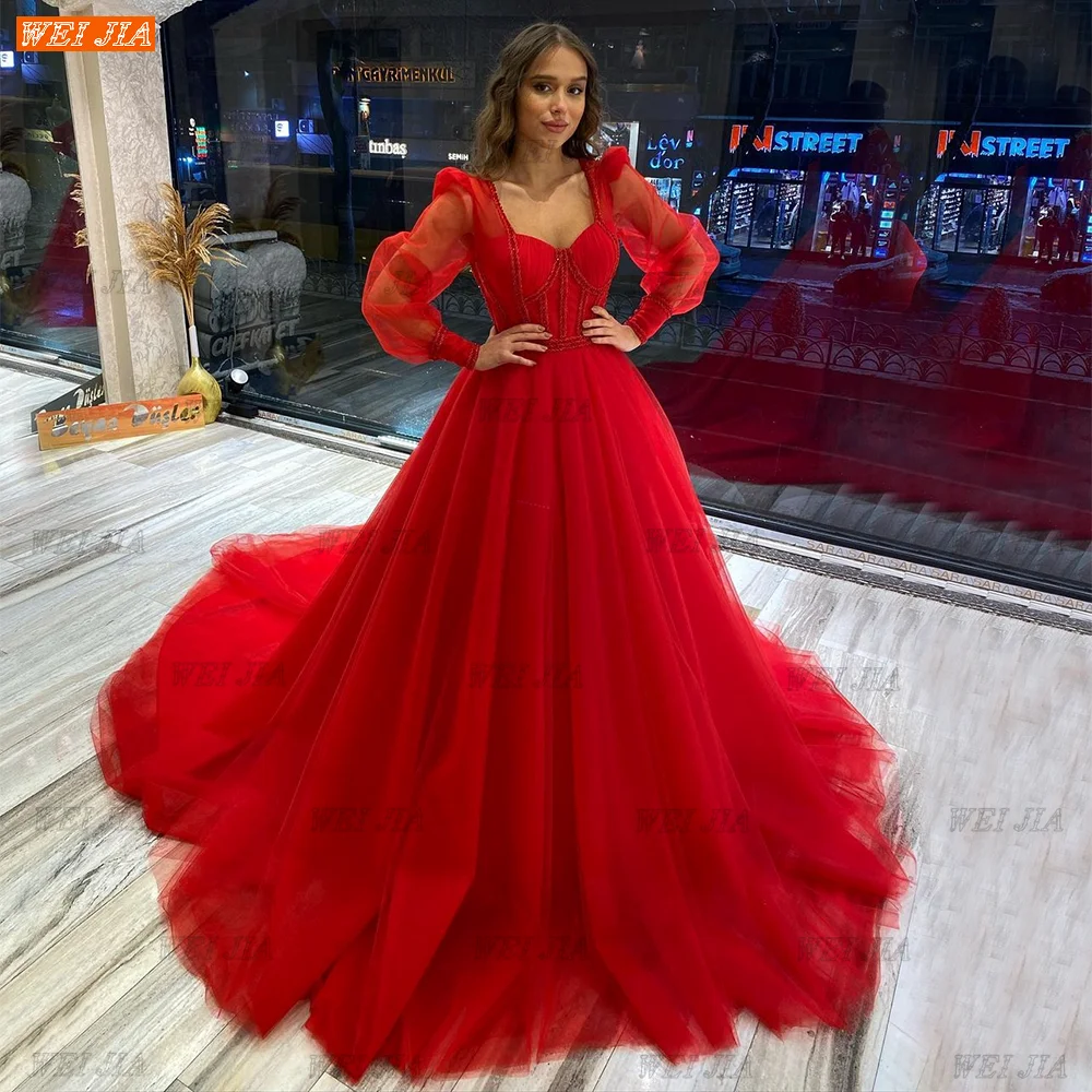 Elegant Long Puff Sleeves Wedding Dress Red 2022 Robe De Mariée Princesse Tulle Beading Bride Dresses Ball Gown Abito Da Sposa
Elegant Long Puff Sleeves Wedding Dress Red 2022 Robe De Mariée Princesse Tulle Beading Bride Dresses Ball Gown Abito Da Sposa