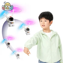 Flying Robot Astronaut Toy Aircraft High-Tech Hand-Controlled Drone Interactive Dual Wings with Lights Outdoor GiftS for Kids