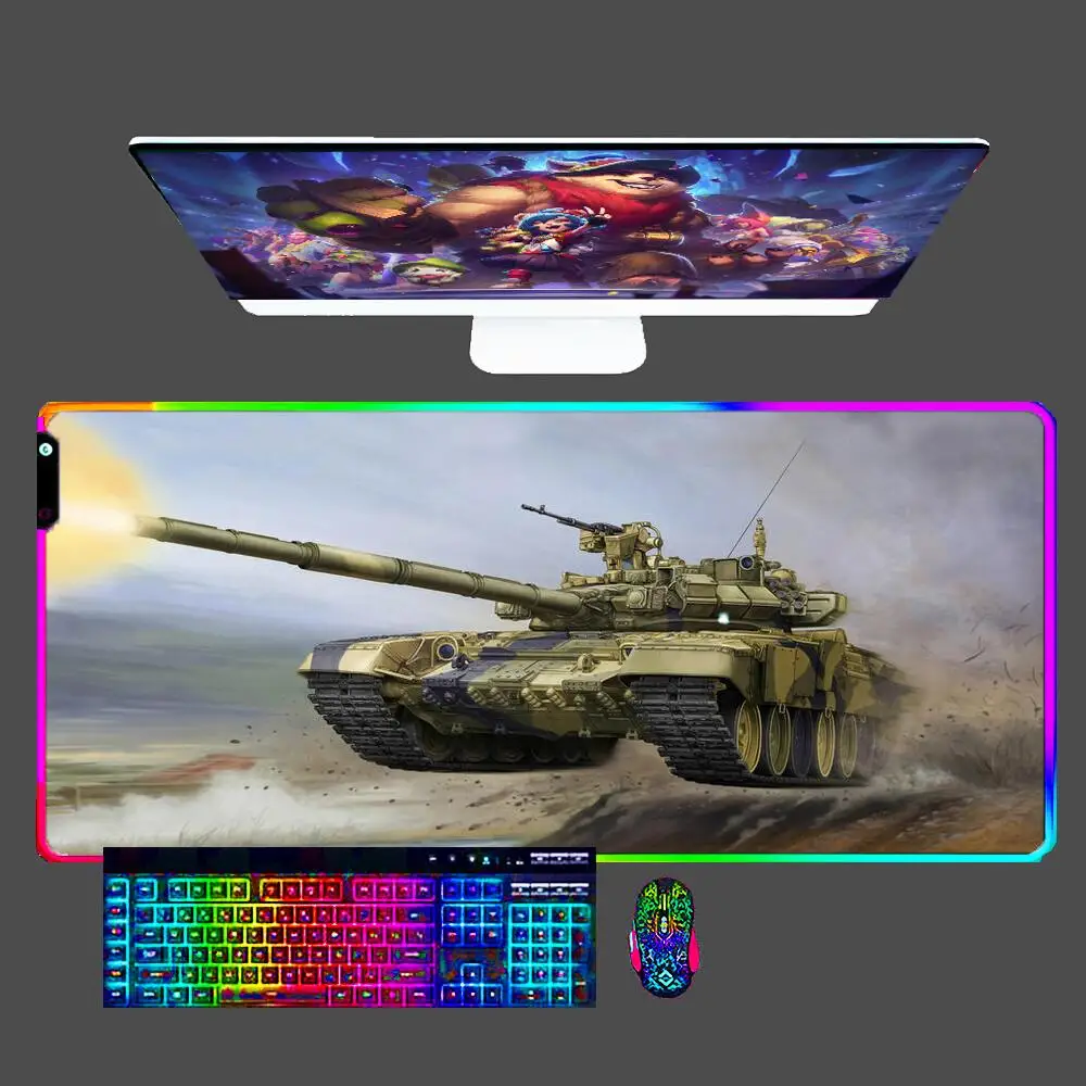

World tank war RGB Mouse Pad Large PC Computer Gamer Gaming E-sports Accessories LED Mousepad Keyboard Anti-skid Desk Mat Carpet