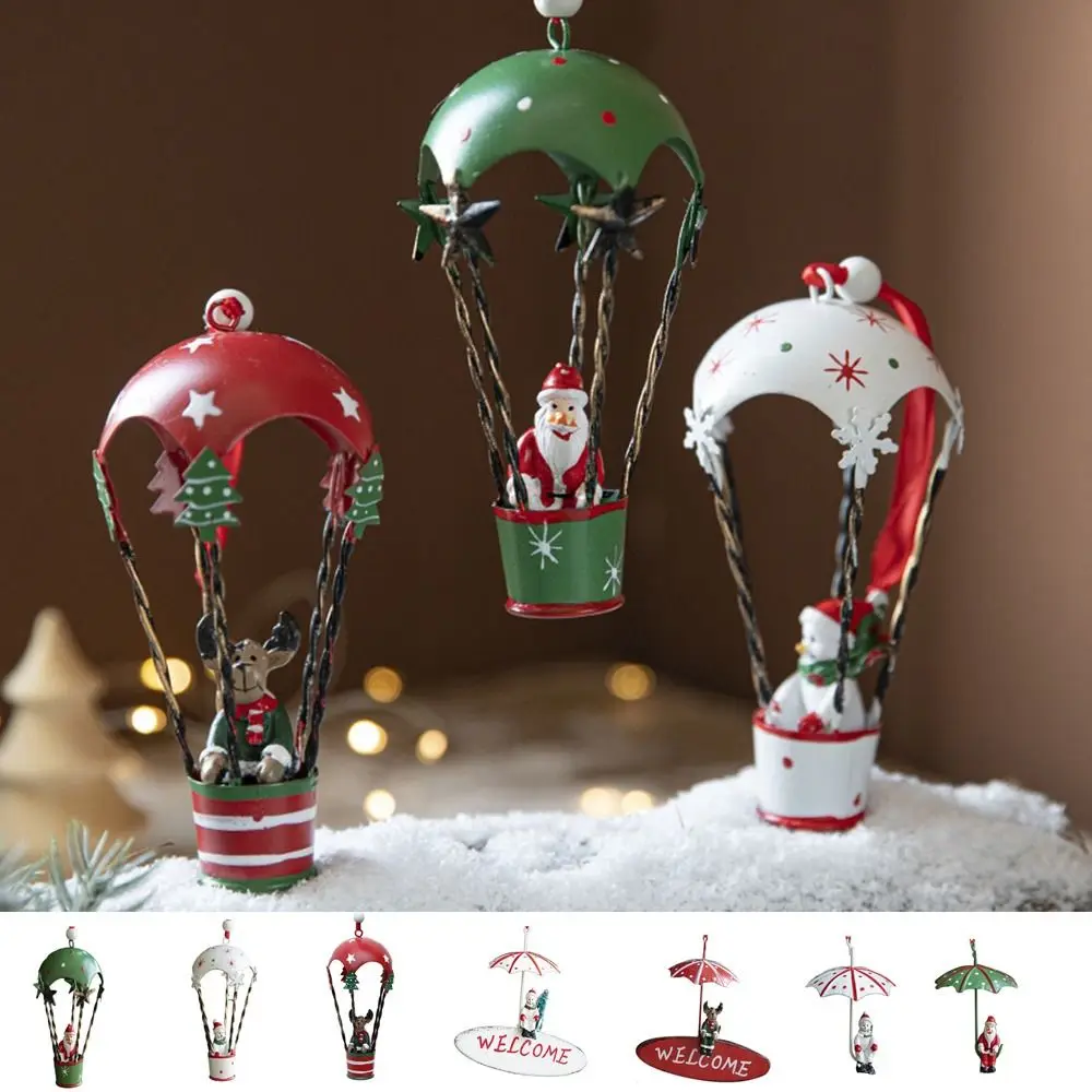 

Nordic Wrought Iron Hot Air Balloon Ornaments Creative Christmas Parachute Pendant Xmas Tree Hanging Pendant for New Year