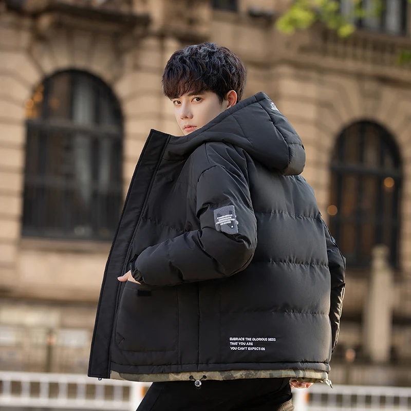 

Зимняя мужская теплая ветрозащитная Толстая куртка 2023 брендовые модные парки Мужская Флисовая верхняя одежда Harajuku парка с капюшоном куртки мужские пальто