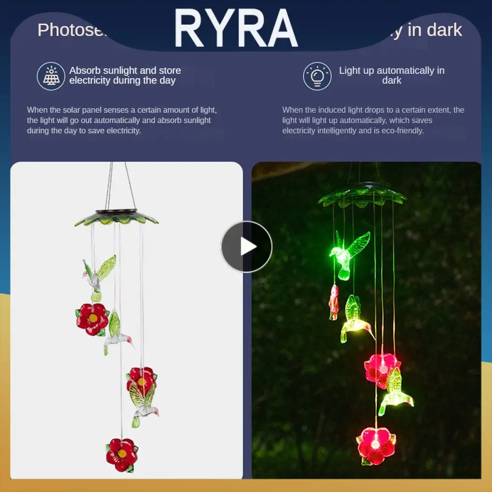 Wind Chime Lamp 6 Led Solar Energy Garden Light Flower Hummingbird Rechargeable Solar Lamp Windchime Light Decoration
Wind Chime Lamp 6 Led Solar Energy Garden Light Flower Hummingbird Rechargeable Solar Lamp Windchime Light Decoration