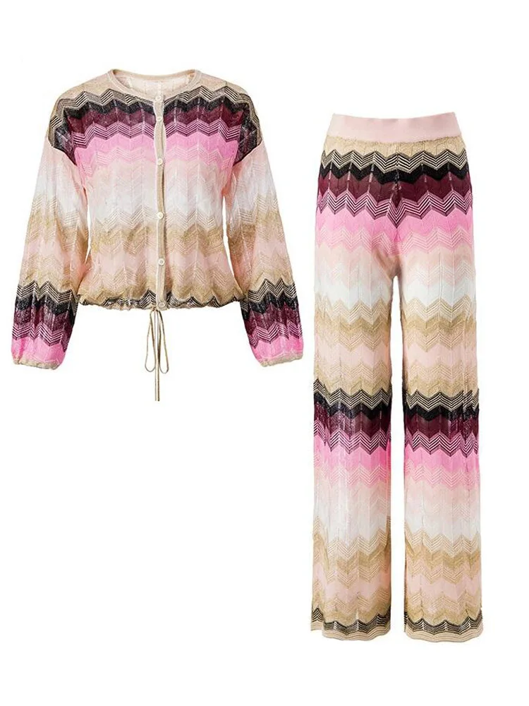 Женский комплект из двух предметов Micosoni, вязаный свитер в полоску с рукавами-фонариками и брюки в итальянском стиле
Женский комплект из двух предметов Micosoni, вязаный свитер в полоску с рукавами-фонариками и брюки в итальянском стиле