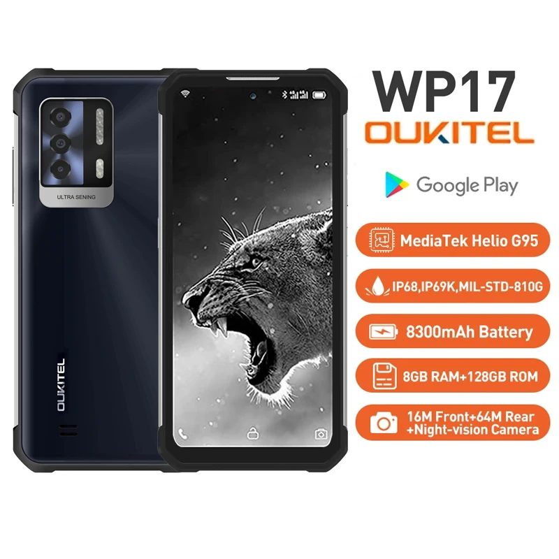 Oukitel WP17 Cell Phone 8300MAH 8GB+128GB 6.78“FHD+ Android 11 MobilePhone 64M+16M NFCRugged Smartphone 
Oukitel WP17 Cell Phone 8300MAH 8GB+128GB 6.78“FHD+ Android 11 MobilePhone 64M+16M NFCRugged Smartphone