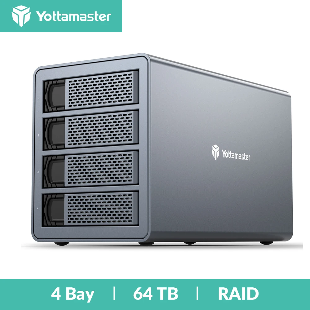 

Yottamaster 4 Bay RAID External HDD Enclosure 2.5" 3.5" USB3.0 to SATA HDD SSD Enclosure Support HDD RAID Storage NAS Expansion