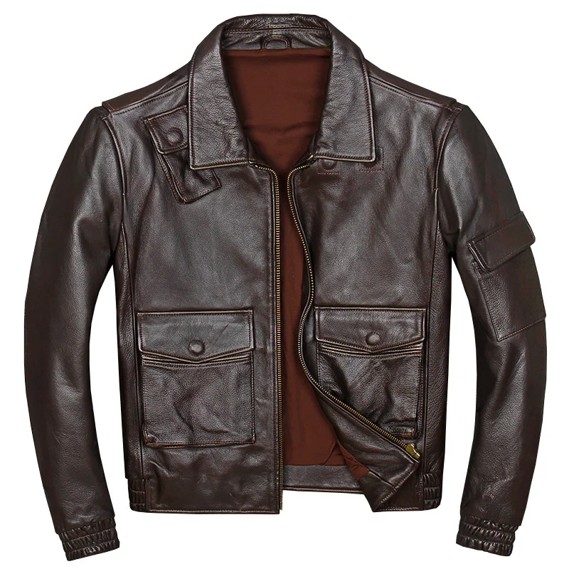 Men's Genuine Cowhide Jacket Multi-Pocket Air Force Flight Suit Locomotive Leather Jacket Short Lapel Jacket
Men's Genuine Cowhide Jacket Multi-Pocket Air Force Flight Suit Locomotive Leather Jacket Short Lapel Jacket
